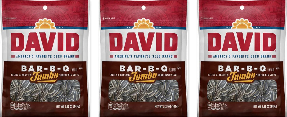 David BBQ Roasted & Salted Seeds 5.25oz 3-Pack — three single bags