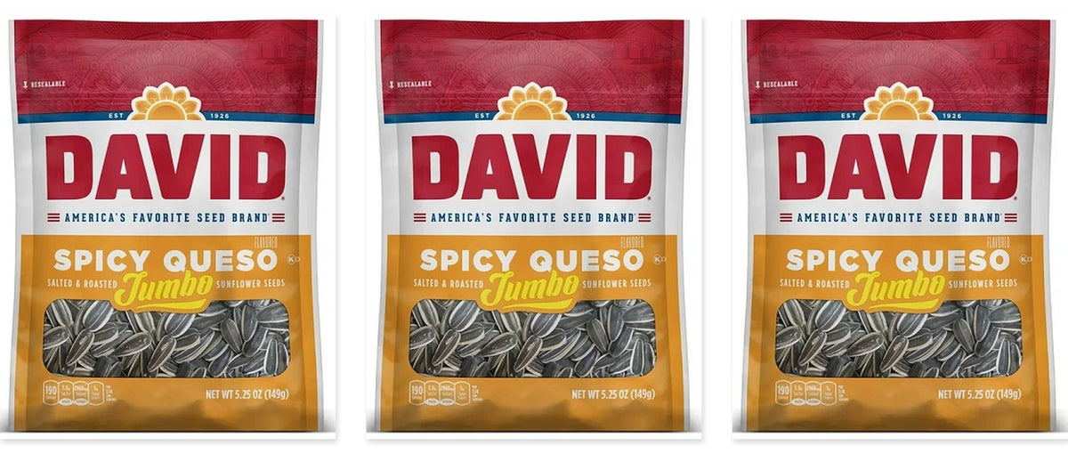 David Jumbo Spicy Queso Seeds 5.25oz 3-Pack — three single bags