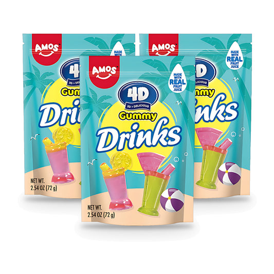 Amos 4D Gummy Drinks 2.54oz Peg Bags 3-Pack