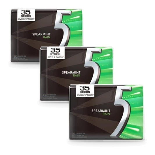 5 Gum Spearmint Rain Sugar-Free 35-Stick Packs 3-Pack