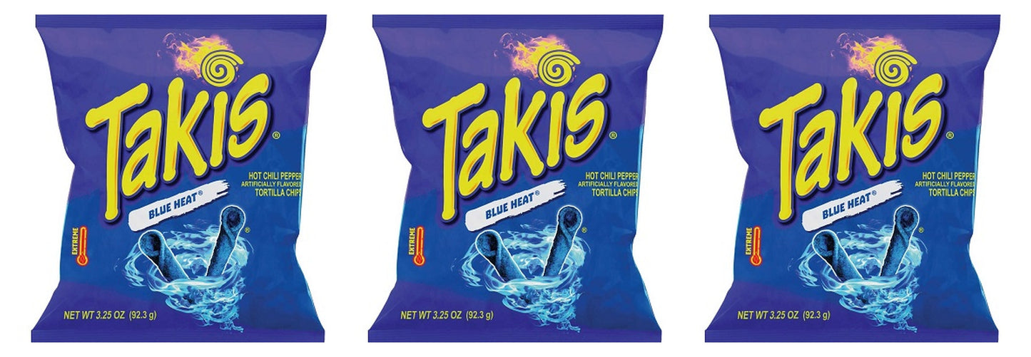 Takis Blue Heat Rolled Tortilla Chips 3.25oz Bags — 3-Pack
