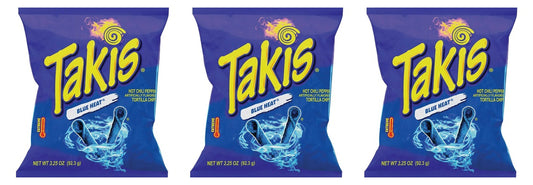 Takis Blue Heat Rolled Tortilla Chips 3.25oz Bags — 3-Pack