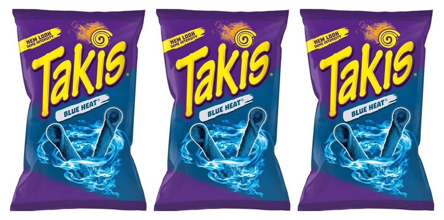 Takis Blue Heat Rolled Tortilla Chips 9.9oz Big Bags — 3-Pack