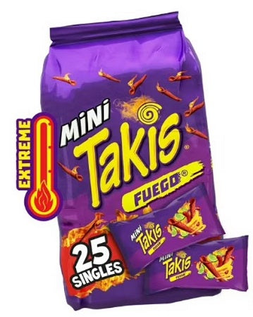 Takis Mini Fuego Rolled Tortilla Chips 1.23oz 25ct Box — box