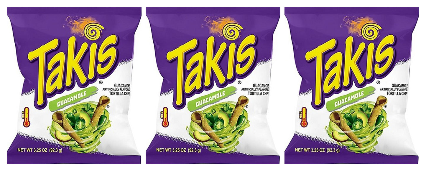 Takis Guacamole Rolled Tortilla Chips 3.25oz Bags — 3-Pack