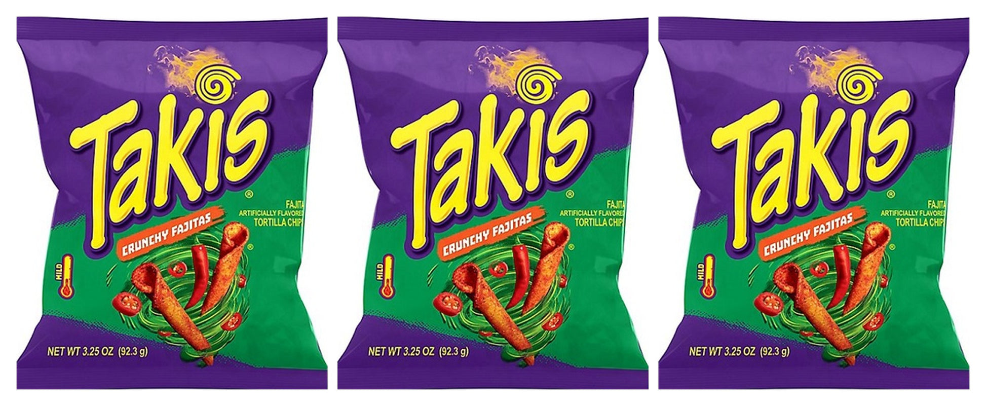 Takis Crunchy Fajitas Rolled Tortilla Chips 3.25oz Bags — 3-Pack