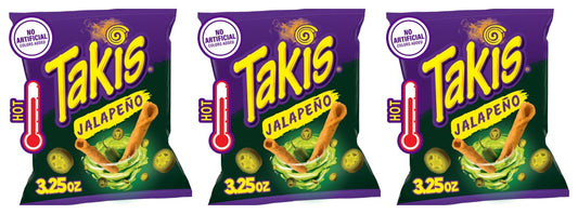 Takis Jalapeno Rolled Tortilla Chips 3.25oz Bags — 3-Pack