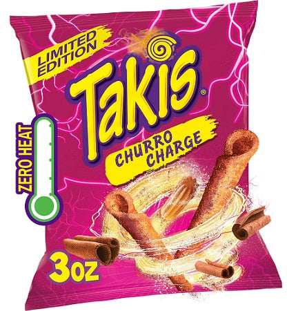 Takis Churro Charge Cinnamon Sugar Rolled Tortilla Chips 3oz Bags — pack