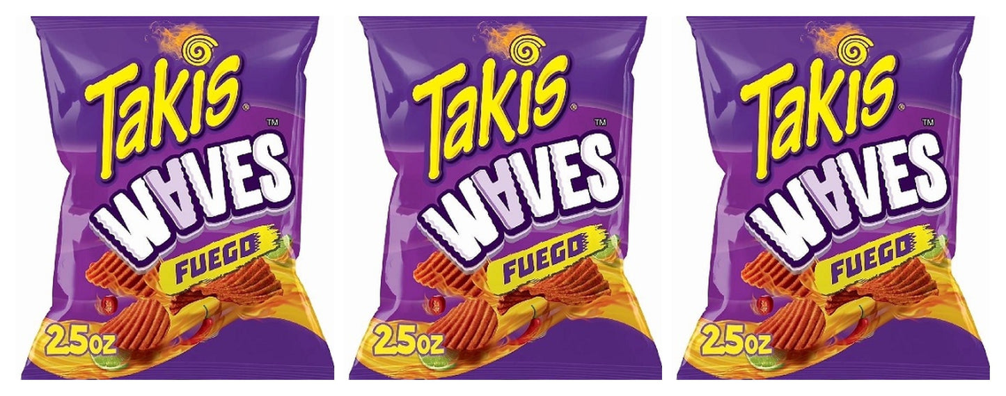 Takis Waves Fuego Potato Chips 2.5oz Bags — 3-Pack