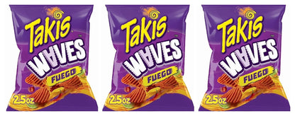 Takis Waves Fuego Potato Chips 2.5oz Bags — 3-Pack