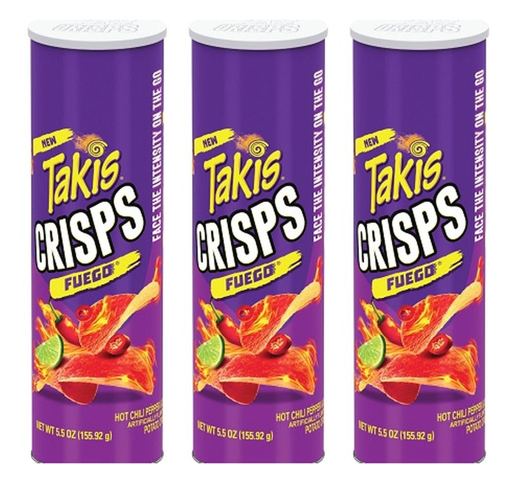 Takis Crisps Fuego Hot Chili Pepper & Lime Potato Crisps 5.5oz Cans — 3-Pack