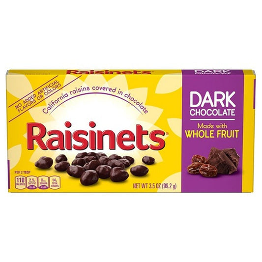 Raisinets Dark Chocolate 3.1oz Theater Box pack — full package