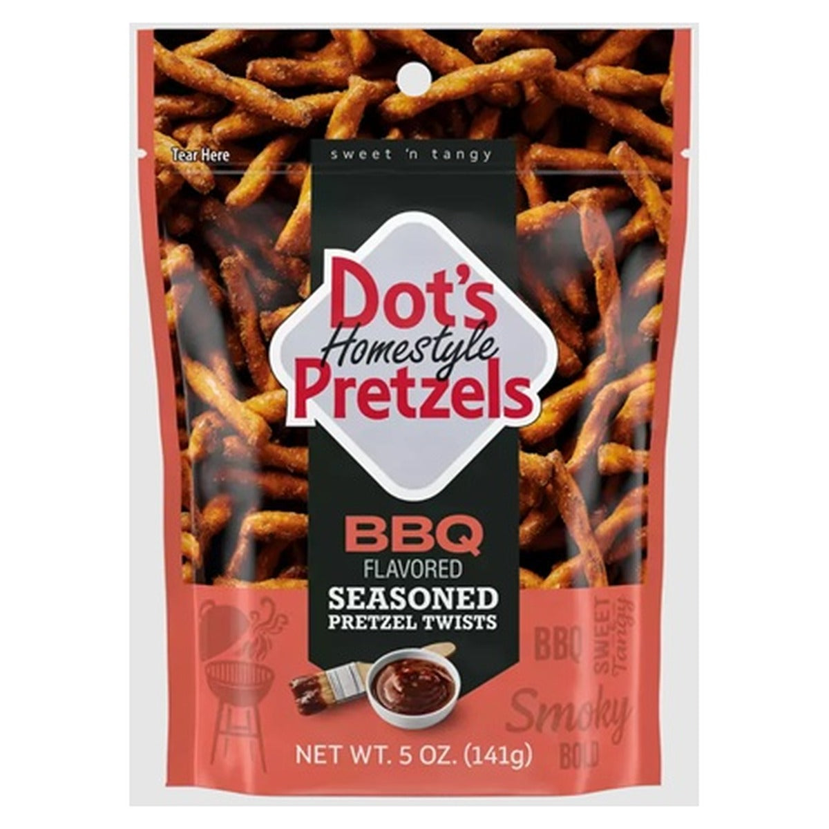 Dot's Homestyle Pretzels Twists BBQ 5oz 10ct pack — full package