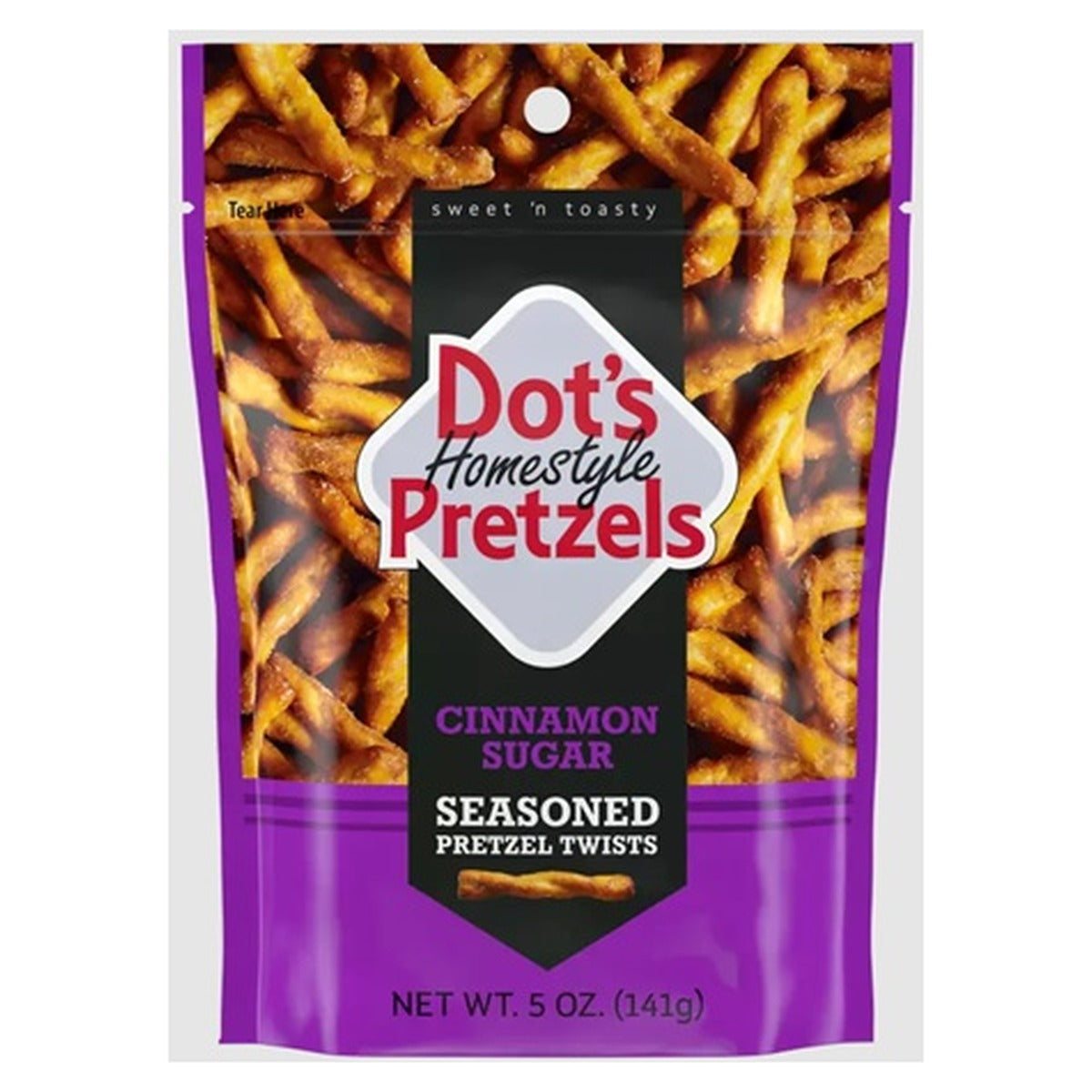 Dot's Homestyle Pretzels Twists Cinnamon Sugar 5oz 10ct pack — full package