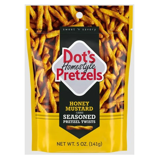 Dot's Homestyle Pretzels Twists Honey Mustard 5oz 10ct pack — full package
