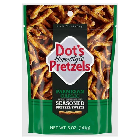 Dot's Homestyle Pretzels Twists Parmesan Garlic 5oz 10ct pack — full package