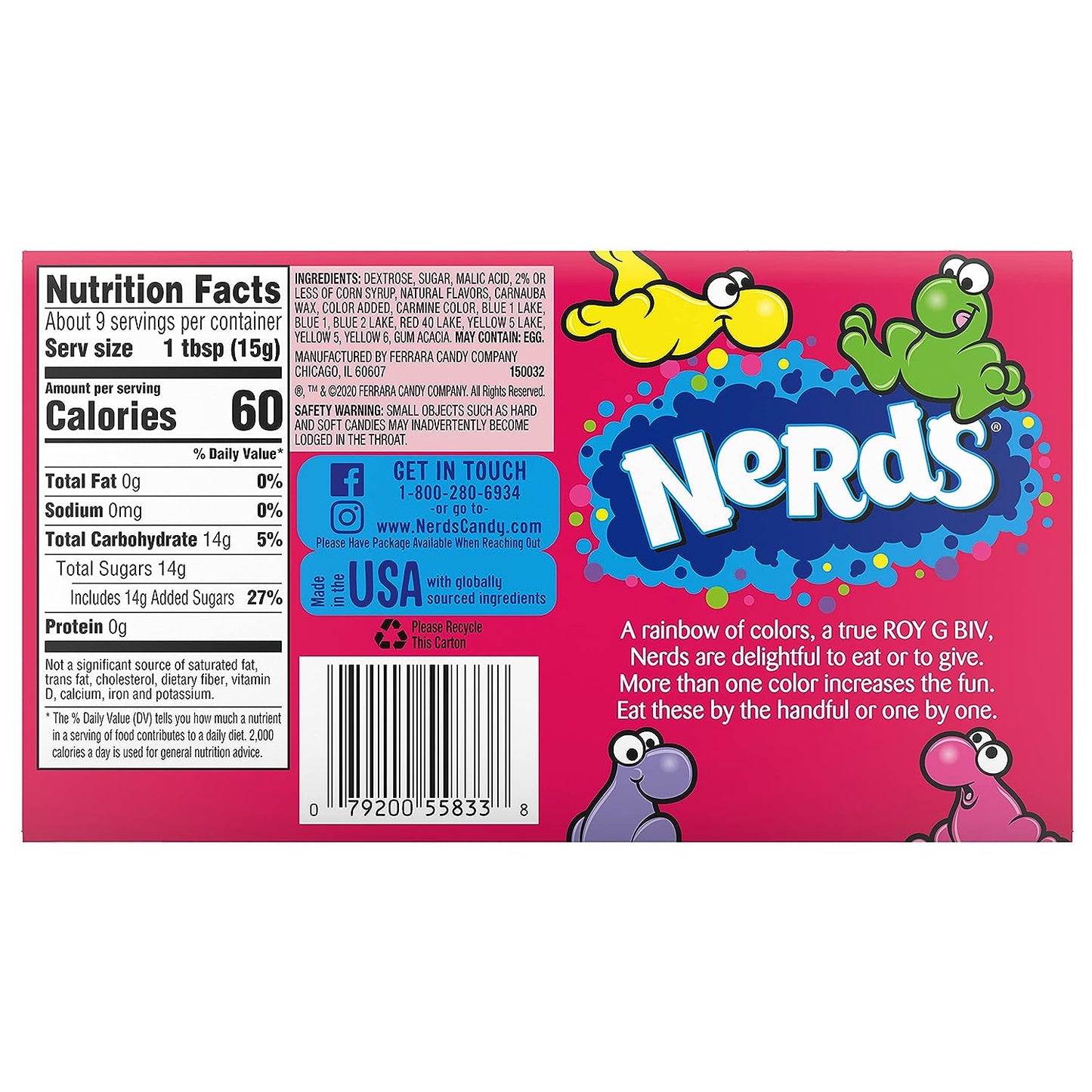 Nerds Candy, Rainbow, 5 Ounce Movie Theater Candy Box (Pack of 12)