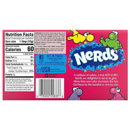 Nerds Candy, Rainbow, 5 Ounce Movie Theater Candy Box (Pack of 12)