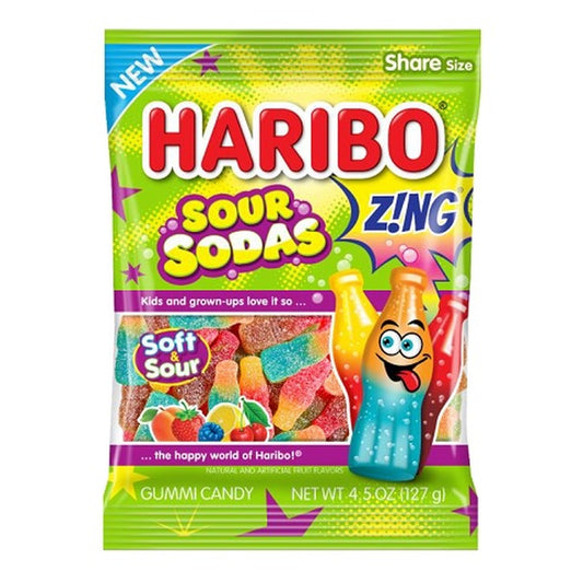 Haribo Sour Sodas 4.5oz Peg Bag pack — full package
