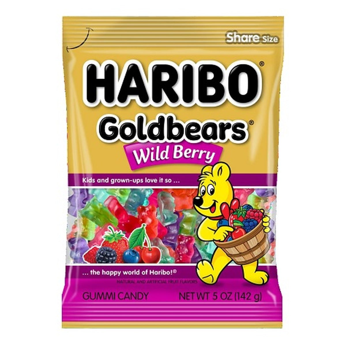 Haribo Goldbears Wild Berry 5oz Peg Bag pack — full package