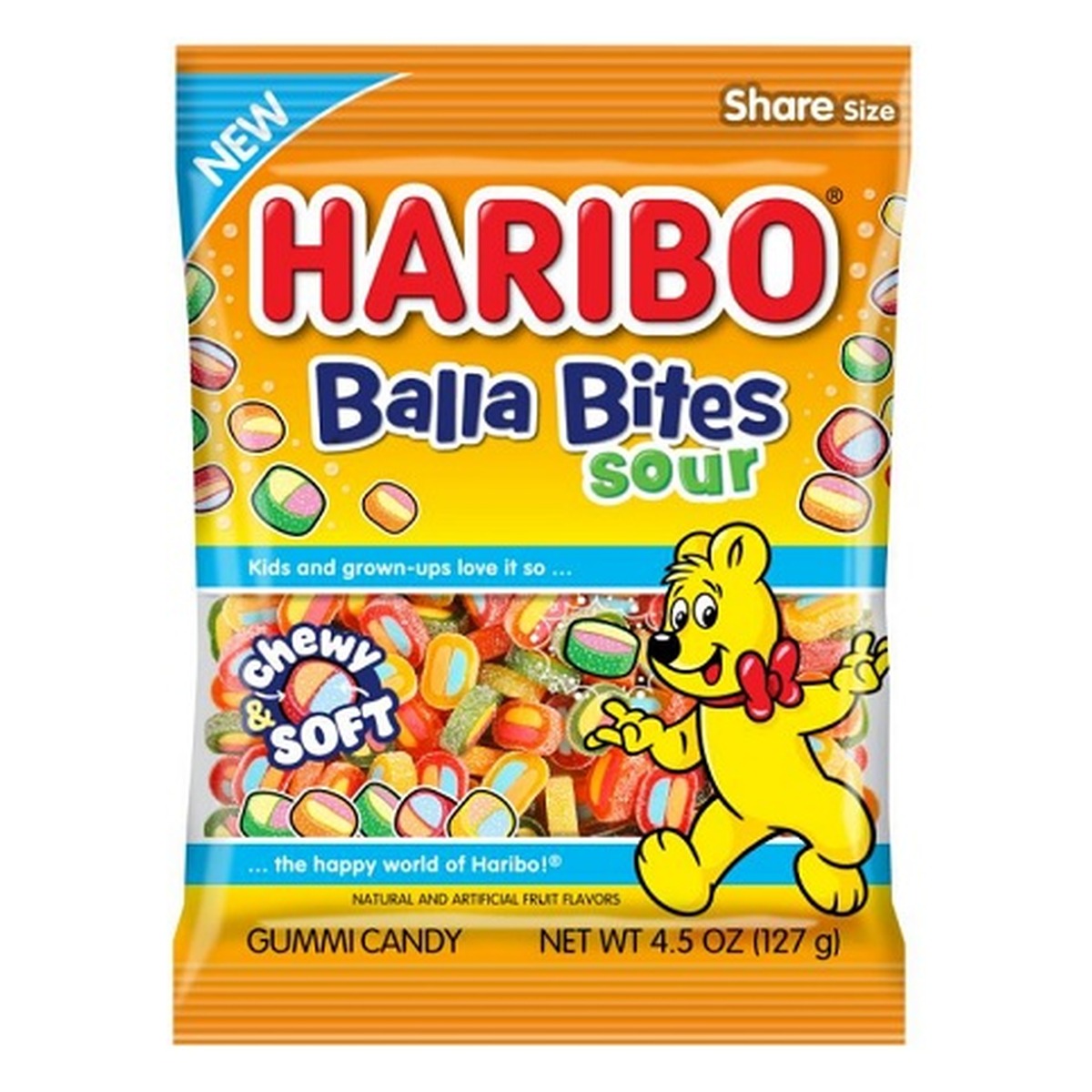 Haribo Balla Bites Sour 4.5oz Peg Bag pack — full package