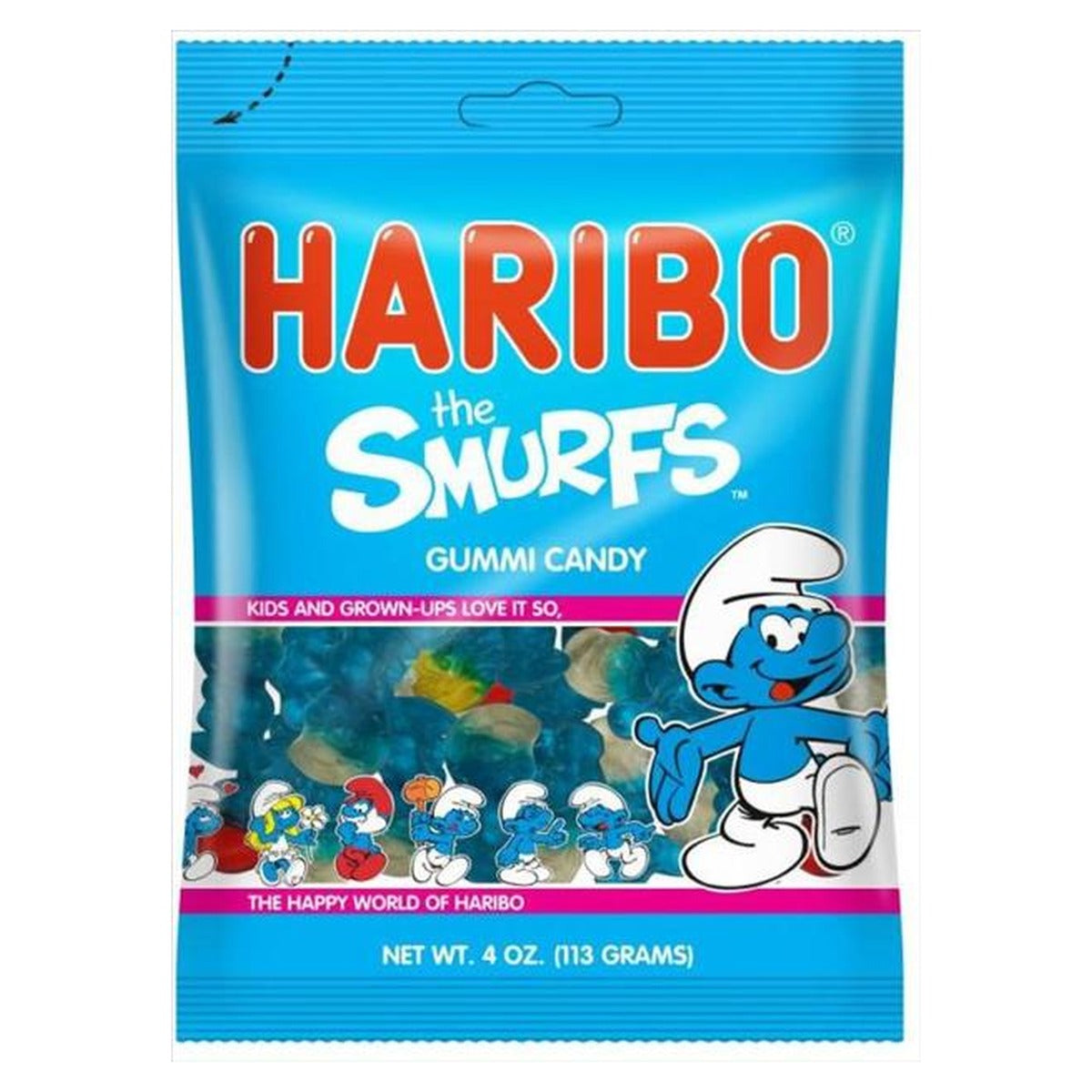 Haribo Smurfs 4oz Peg Bag pack — full package