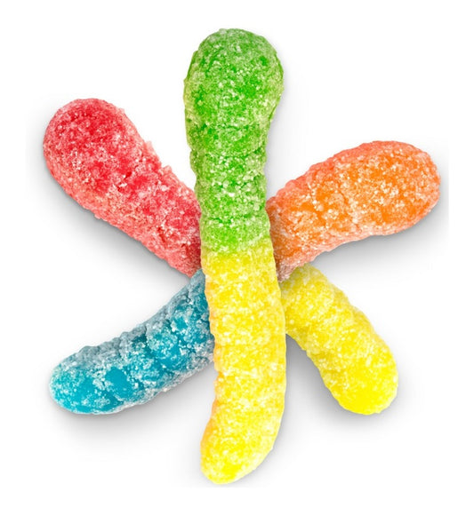 Albanese Bulk Sour Mini Neon Gummi Worms 2" 4.5lb — Case of 4 — Case of 4