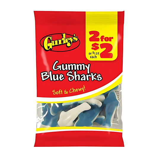 Gurley's Gummy Blue Sharks 2.25oz pack — full package