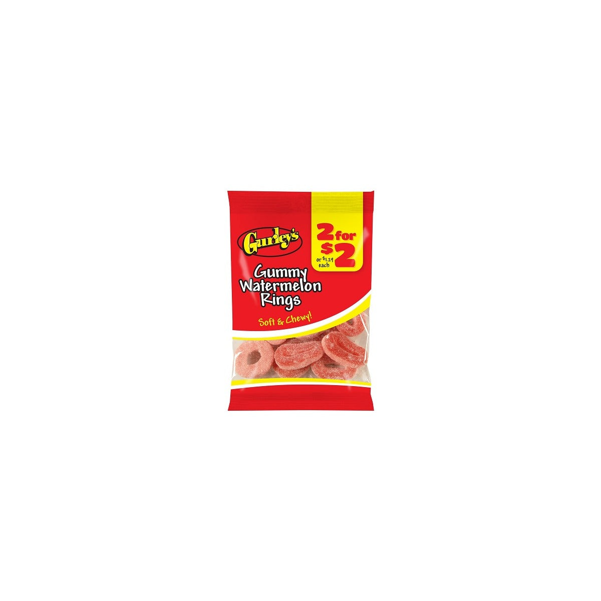 Gurley's Gummy Watermelon Rings 2.5oz pack — full package