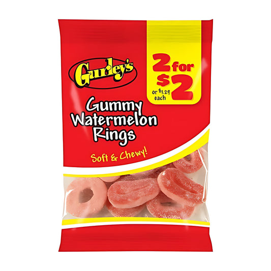 Gurley's Gummy Watermelon Rings 2.5oz pack — full package