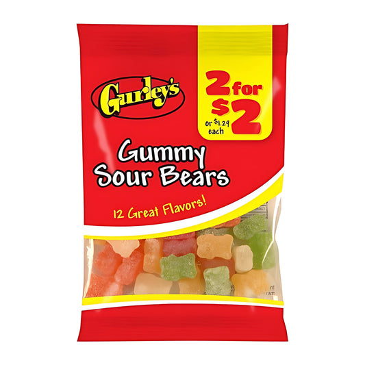 Gurley's Gummy Sour Bears 2.5oz pack — full package