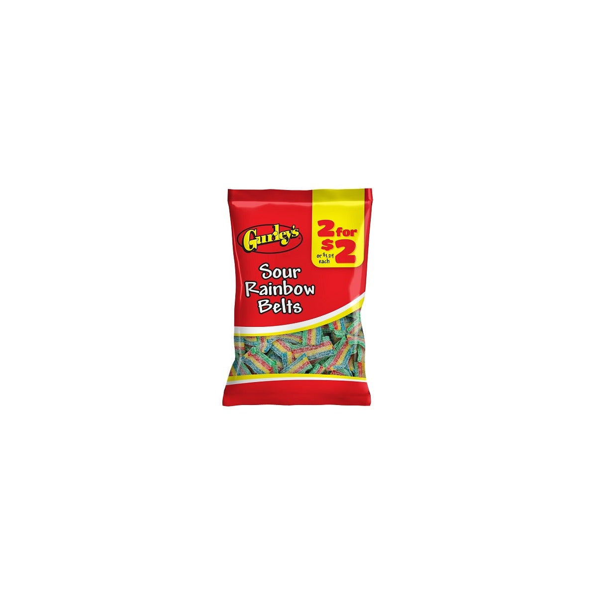 Gurley's Sour Rainbow Belts 2.25oz pack — full package
