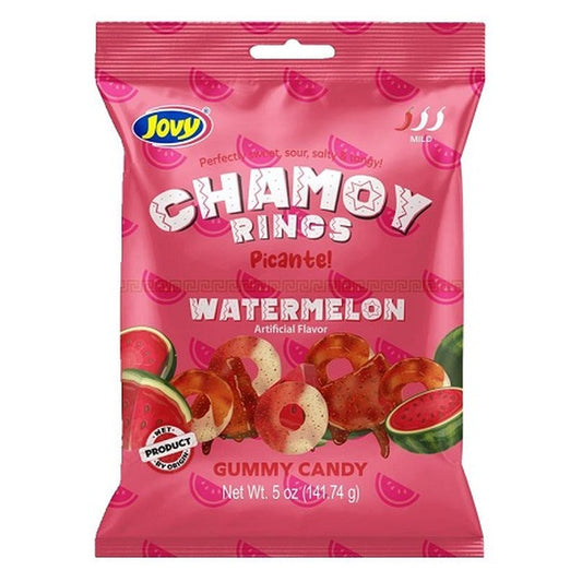 Jovy Chamoy Gummy Watermelon Rings 5oz Peg Bag pack