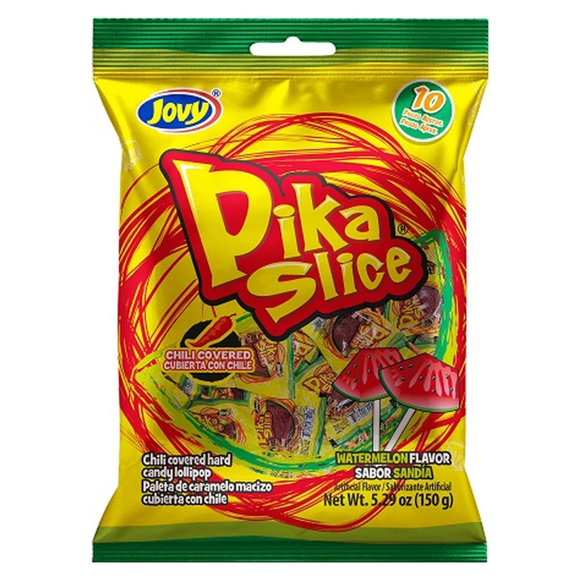 Jovy Pika Slice Lollipop Watermelon 5.29oz pack — full package