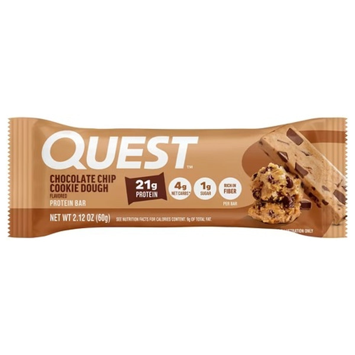 Quest Bar Original Chocolate Chip Cookie Dough 2.12oz 12ct pack — full package