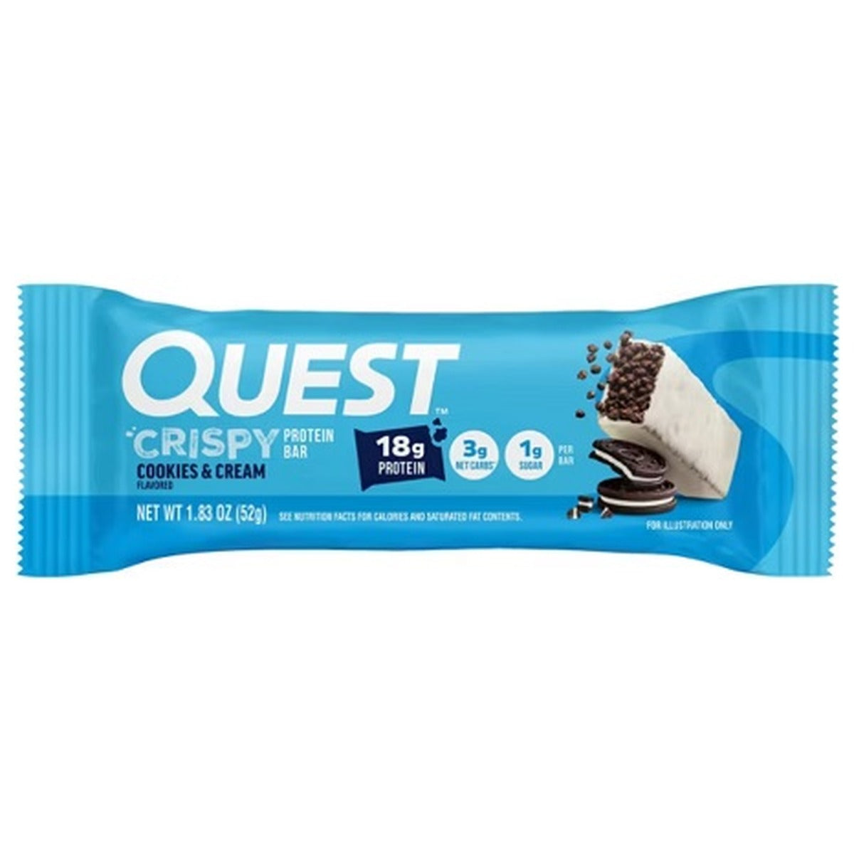 Quest Bar Crispy Cookies & Cream 1.83oz 12ct pack — full package