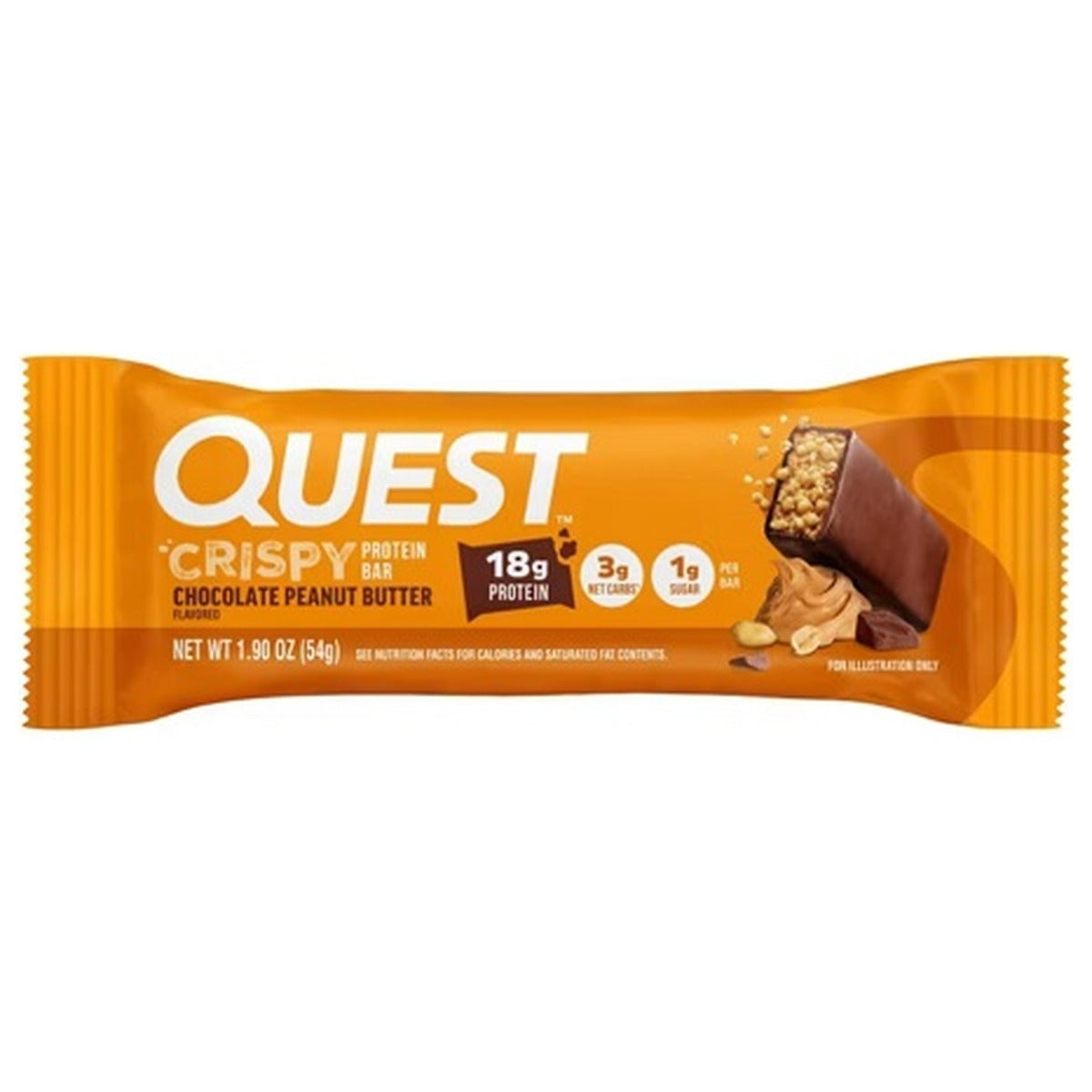 Quest Bar Crispy Chocolate Peanut Butter 1.9oz 12ct pack — full package