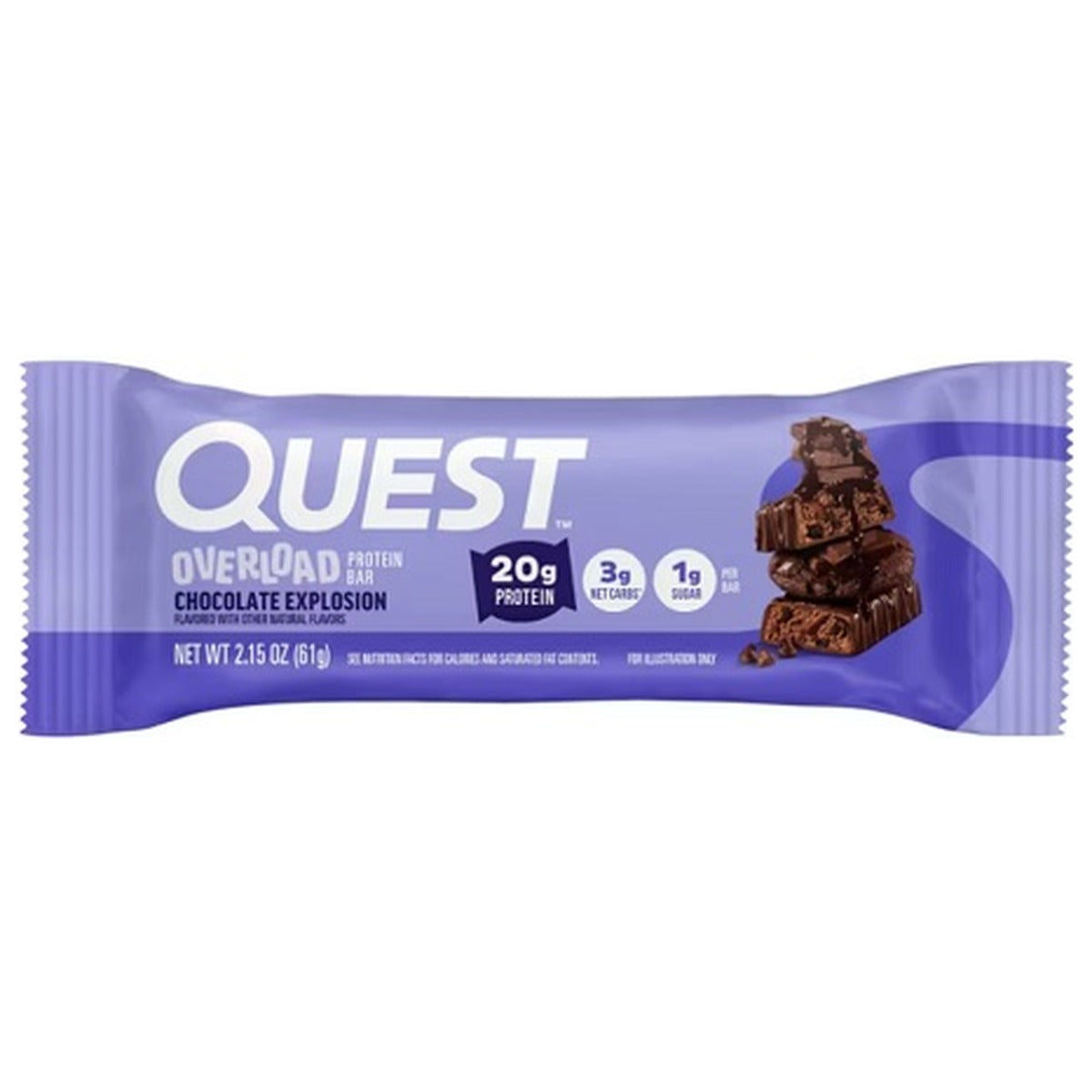 Quest Bar Overload Chocolate Explosion 2.15oz 12ct pack — full package