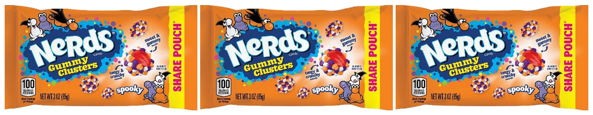 Nerds Gummy Clusters Spooky King Size 3oz Bags — 3-Pack