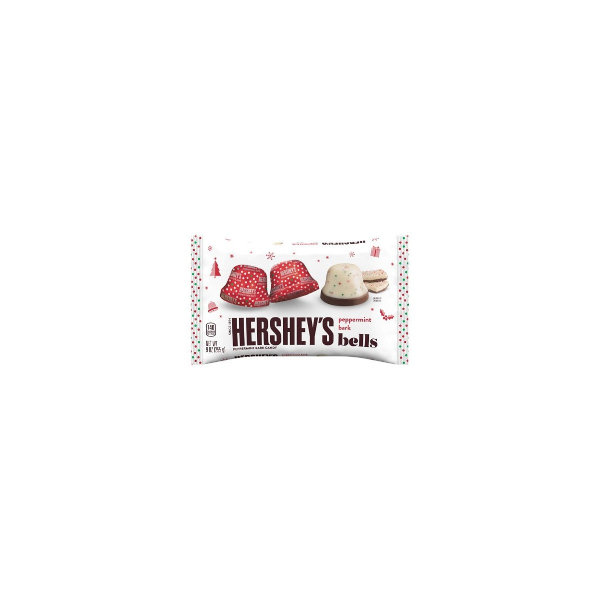 Hershey's Peppermint Bark Bells Limited Edition 9oz pack — full package