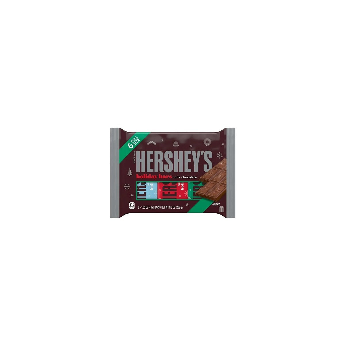 Hershey's Milk Chocolate Holiday 6-Pack Limited Edition 9.3oz pack — full package