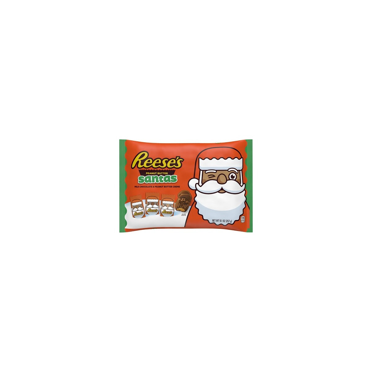 Reese's Milk Chocolate Peanut Butter Santas Limited Edition 9.1oz pack — full package