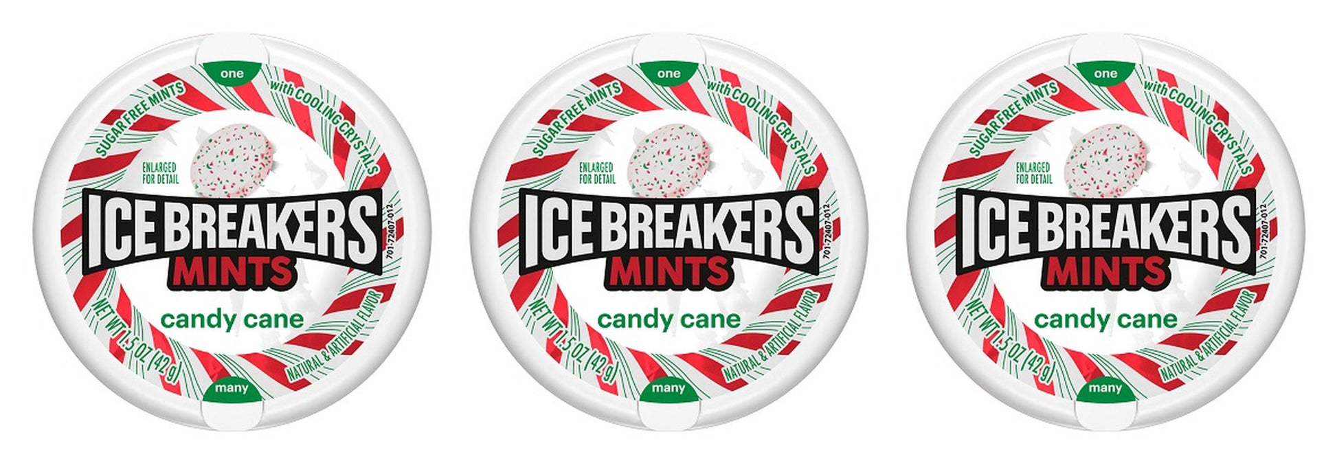 Ice Breakers Candy Cane Sugar-Free Mints 1.5oz Tins — 3-Pack