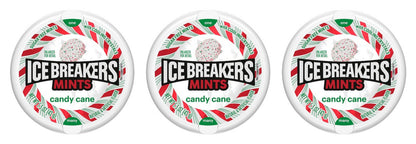 Ice Breakers Candy Cane Sugar-Free Mints 1.5oz Tins — 3-Pack