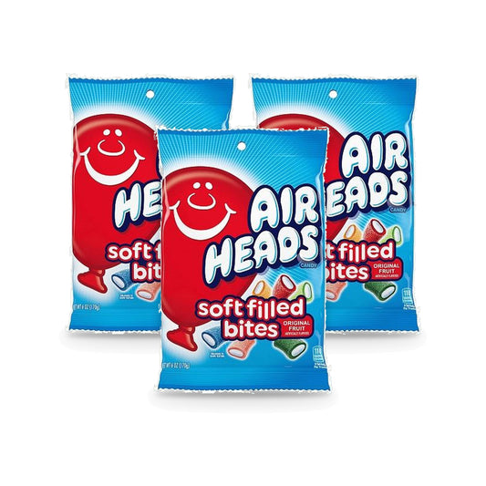 Airheads Bites Soft Filled Assorted 6oz Peg Bag 3-Pack