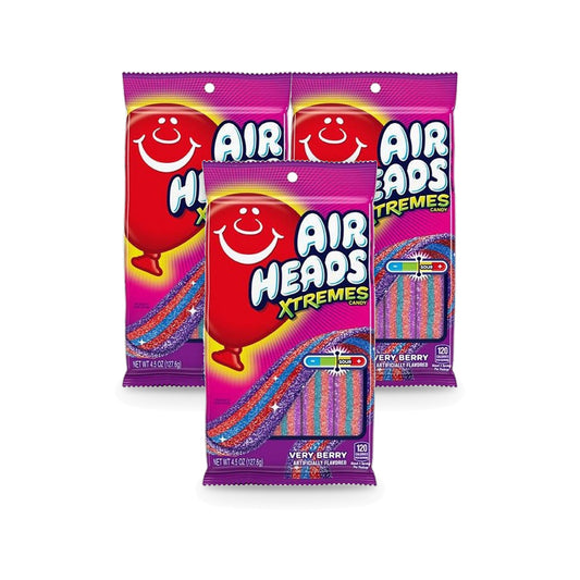 Airheads Xtremes Belts Very Berry 4.5oz Peg Bag 3-Pack