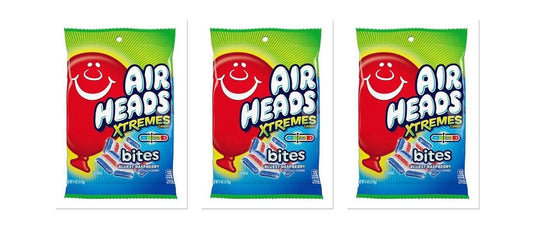 Airheads Xtremes Bites Bluest Raspberry 6oz Peg Bag 3-Pack