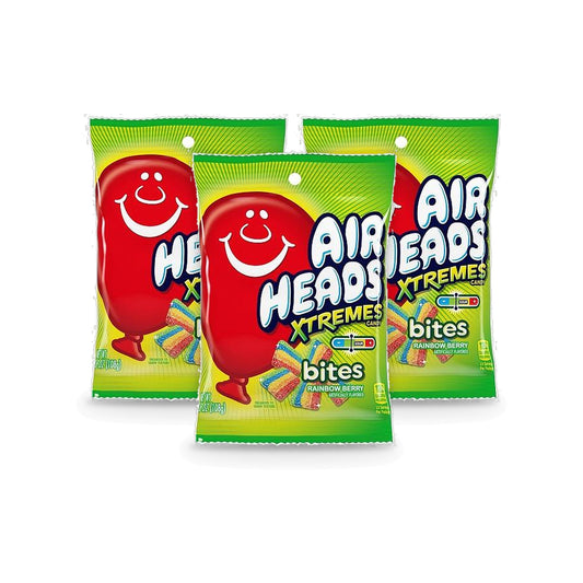 Airheads Xtremes Bites Rainbow Berry 3.8oz Peg Bag 3-Pack