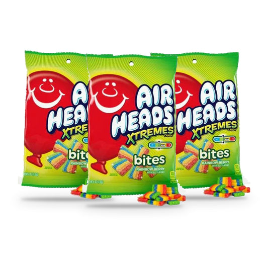 Airheads Xtremes Bites Rainbow Berry 6oz Peg Bag 3-Pack, three bags
