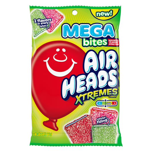 Airheads Xtremes Mega Bites Assorted 5.5oz Peg Bag, front of package